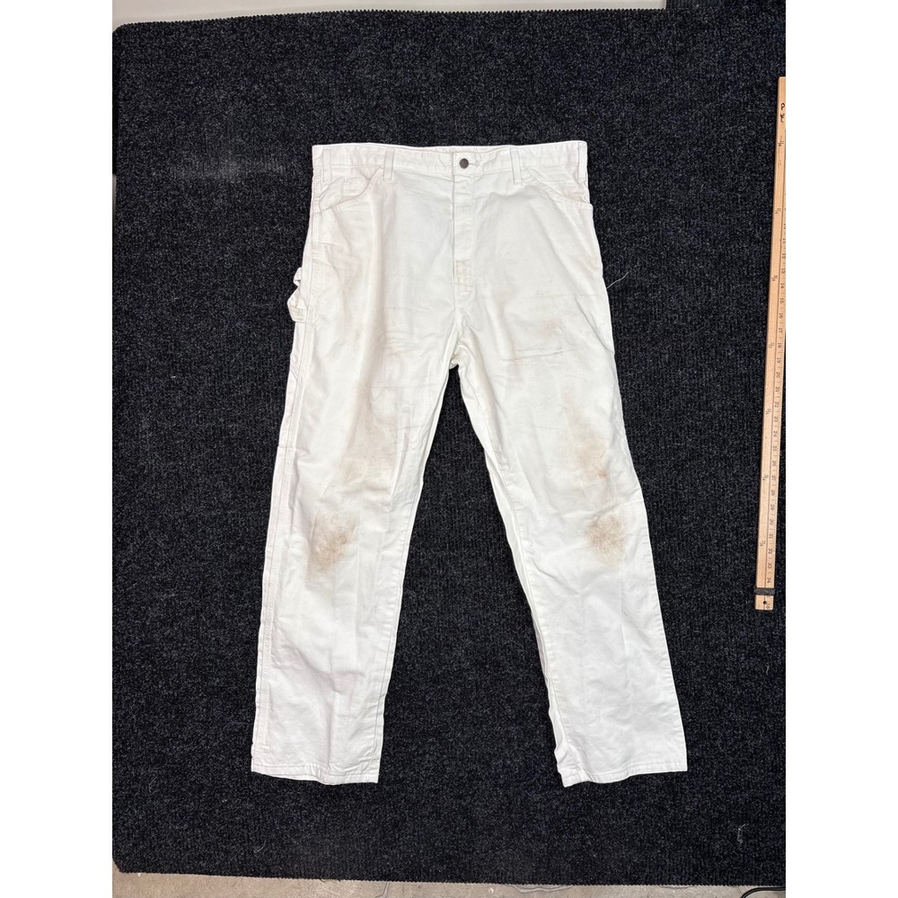 Dickies White Painter Pants Mens 38x32 Cotton Carpenter Utility Work Trousers